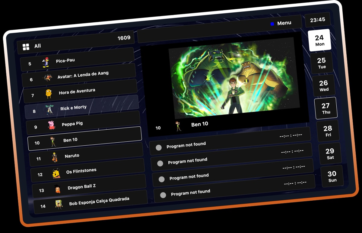 IPTV Duplex Play channel guide
